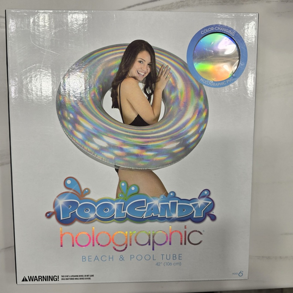 PoolCandy Holographic Beach & Pool Tube Float 42" (106 cm) Color-Changing